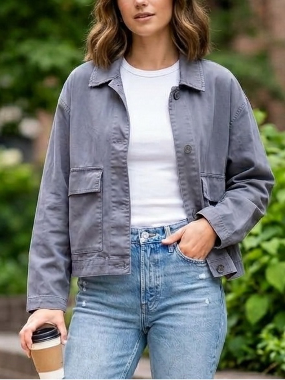 NWT GAP Women's Grey 100% Cotton Utility Jacket